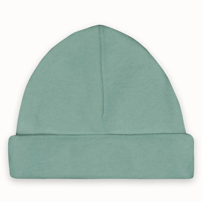 Babymutsje van het merk Funnies in de kleur stone green.